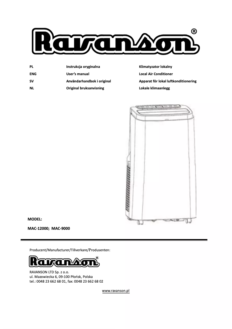 First page image of the manual for MAC-9000
