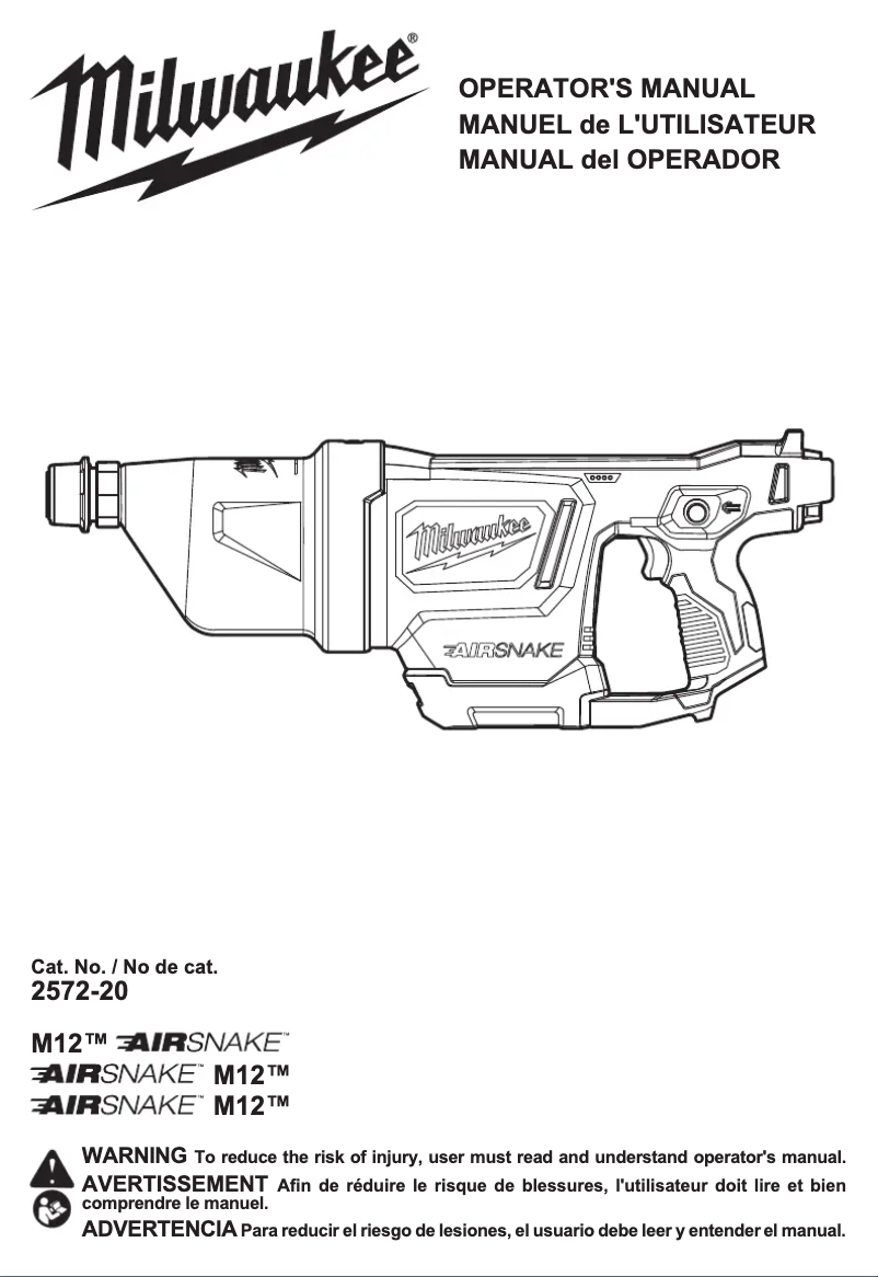 First page image of the manual for M12 AirSnake 2572B-21