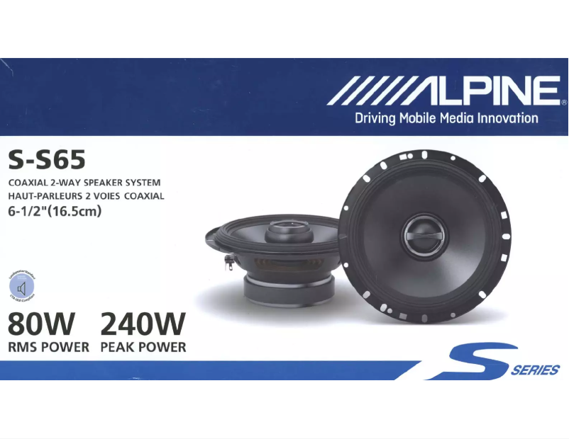 Page 1 of the manual User Manual Alpine S-S65