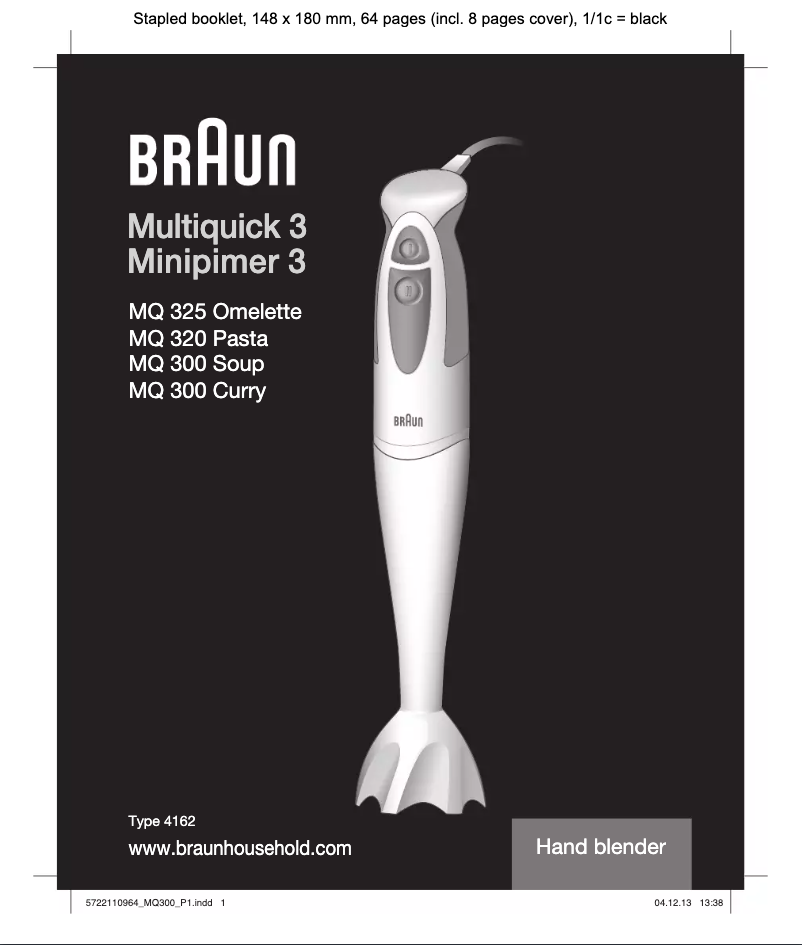 Page 1 of the manual User Manual Braun Multiquick 3 MQ 320 Pasta