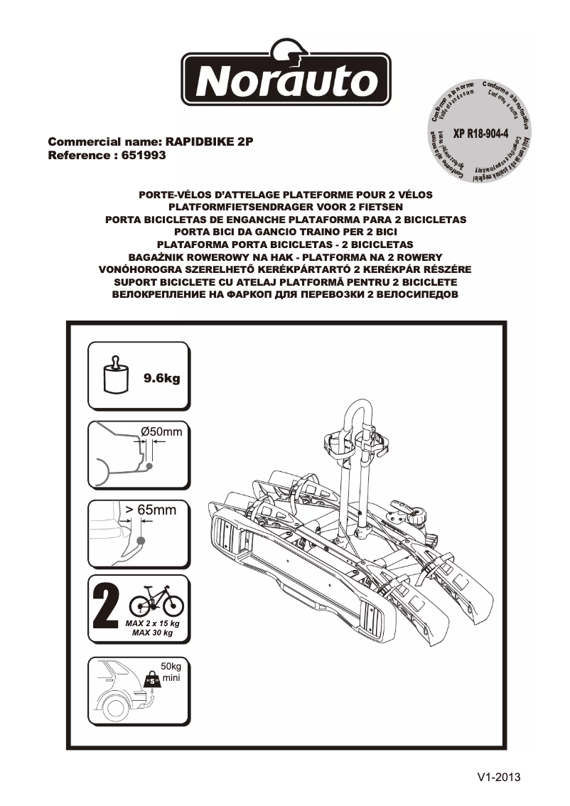 Page 1 of the manual User Manual Norauto Rapidbike 2