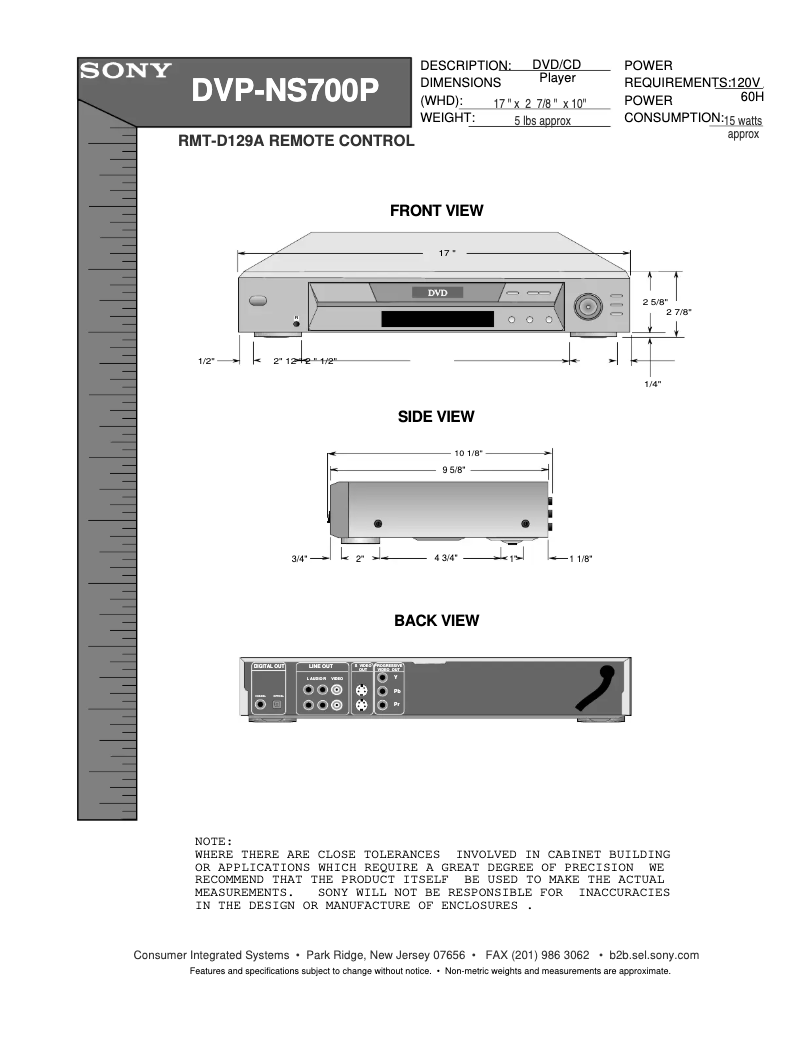 First page image of the manual for DVP-NS700P