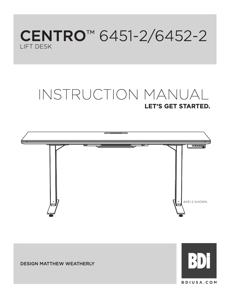 Page 1 of the manual User Manual BDI Centro 6451-2