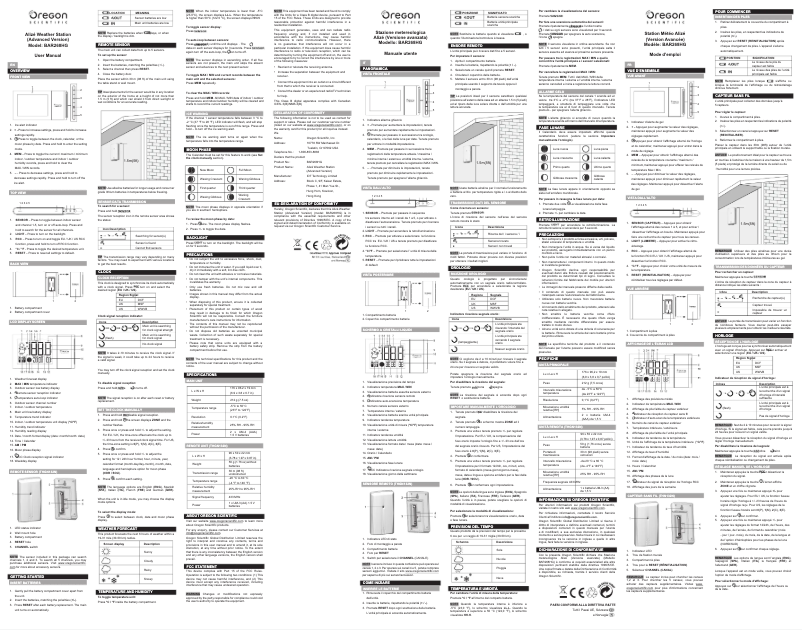 Page 1 of the manual User Manual Oregon Scientific Alizé BAR268HGA