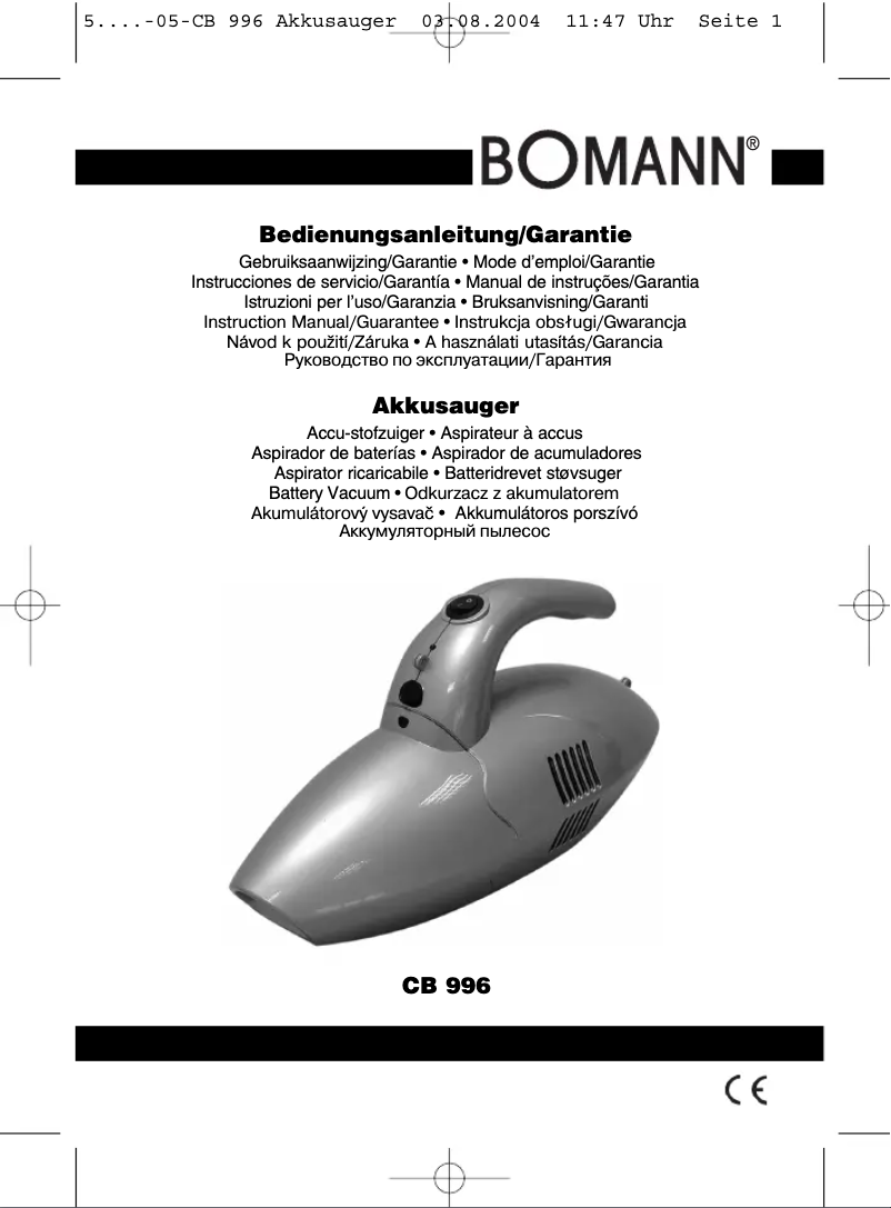 Page 1 of the manual User Manual Bomann CB 996