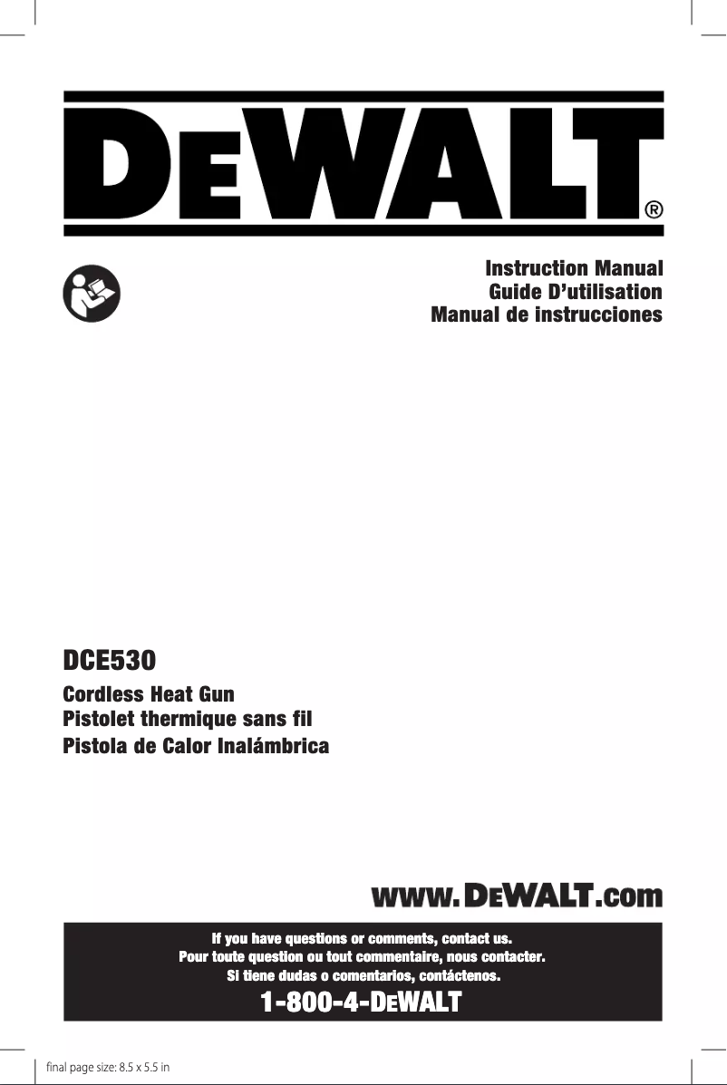 Page 1 of the manual User Manual DeWalt DCE530
