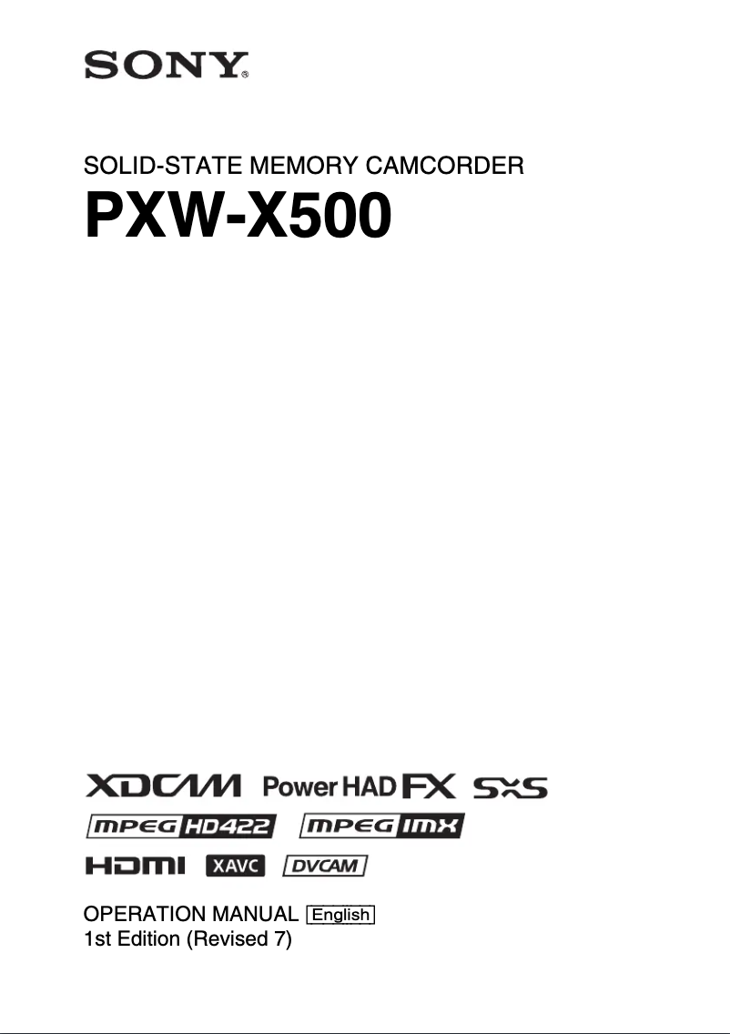 Page 1 of the manual User Manual Sony PXW-X500