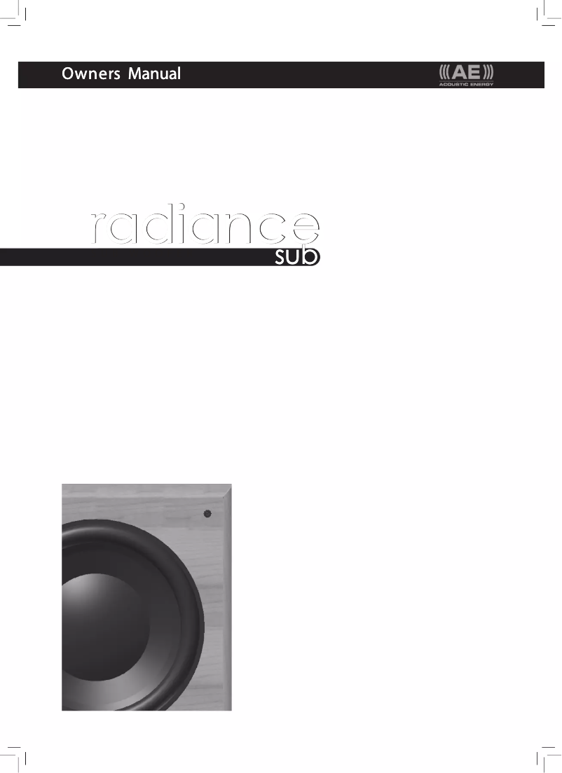 Page 1 of the manual User Manual Acoustic Energy Radiance Sub