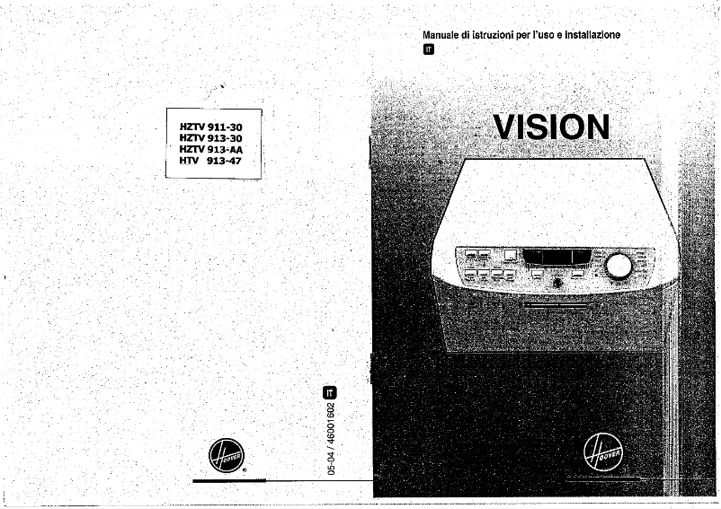 Page 1 of the manual User Manual Zerowatt-Hoover Vision HZTV 911