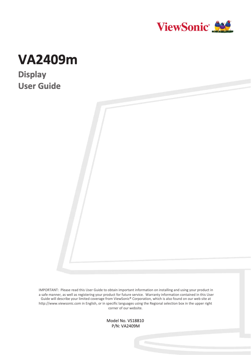 Page 1 de la notice Manuel utilisateur Viewsonic VA2409M