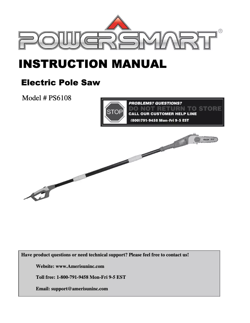 First page image of the manual for PS6108