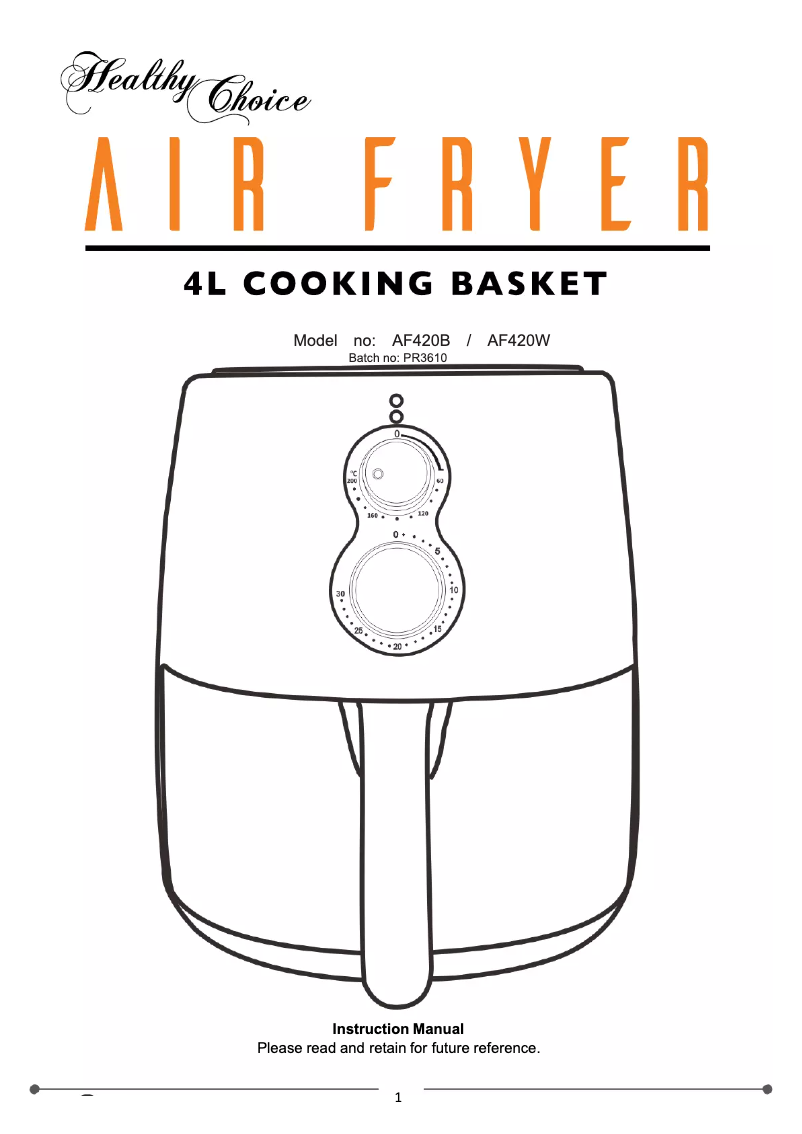Image de la première page du manuel de l'appareil Healthy Choice AF420B