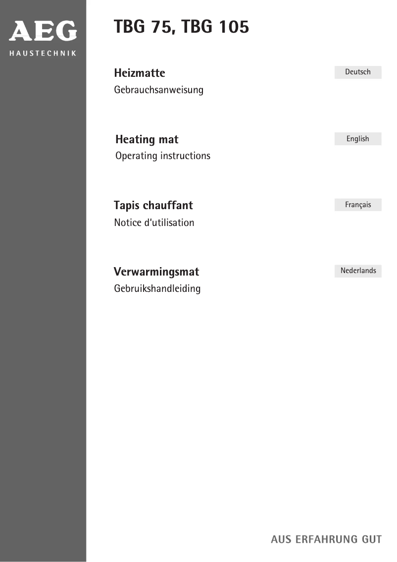 Page 1 of the manual User Manual AEG TBG 105