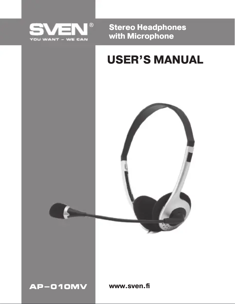 Page 1 of the manual User Manual Sven AP-010MV