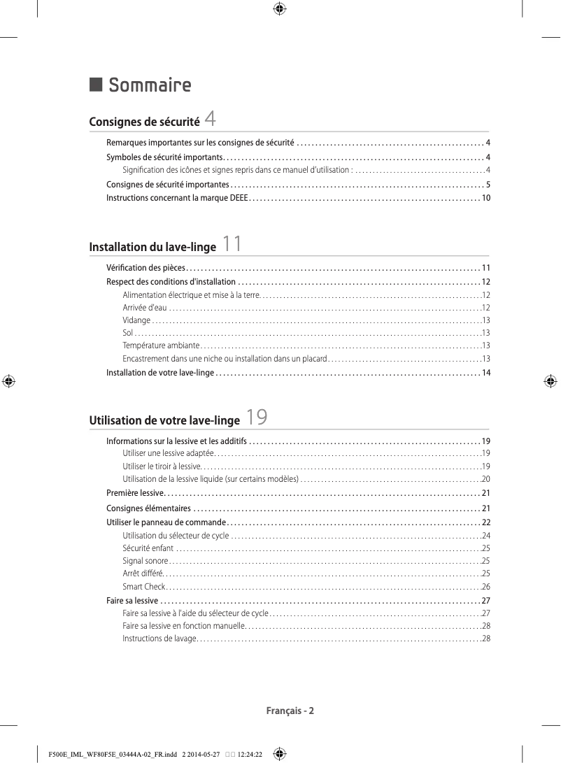 First page image of the manual for WF80F5EDW4W