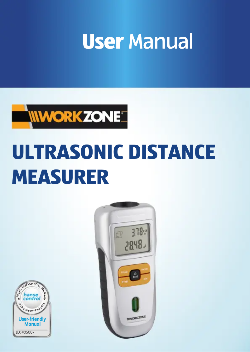 Page 1 of the manual User Manual Workzone GT-UDM-04