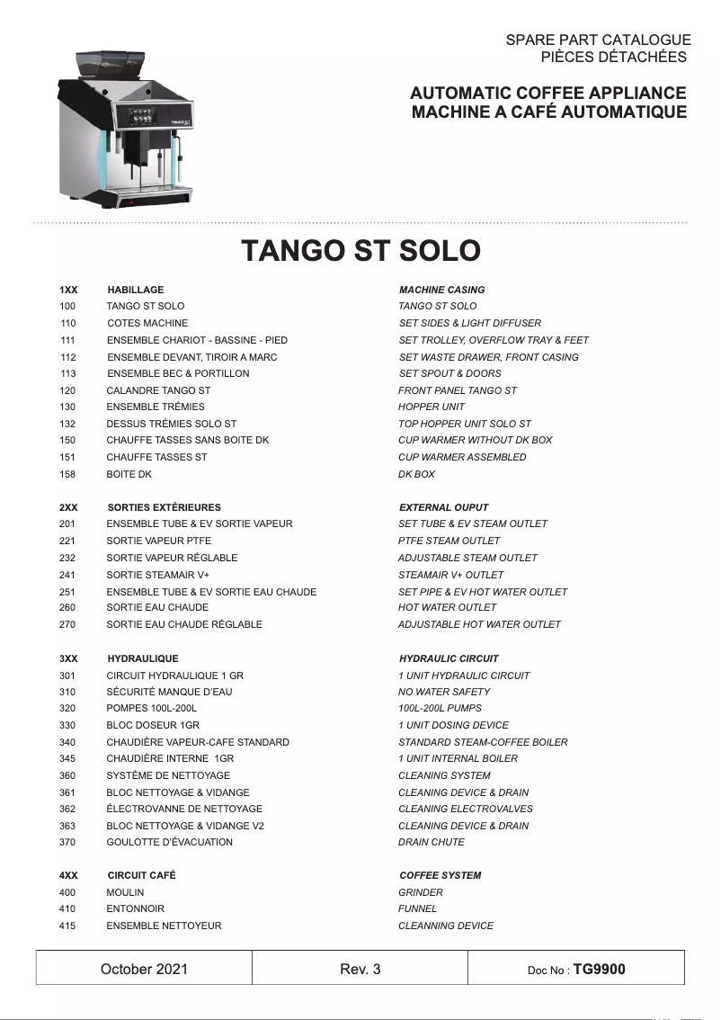 Page 1 of the manual Catalogue UNIC Tango Solo ST