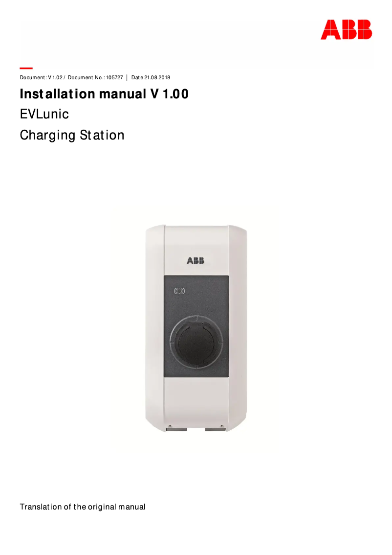 First page image of the manual for EVLunic