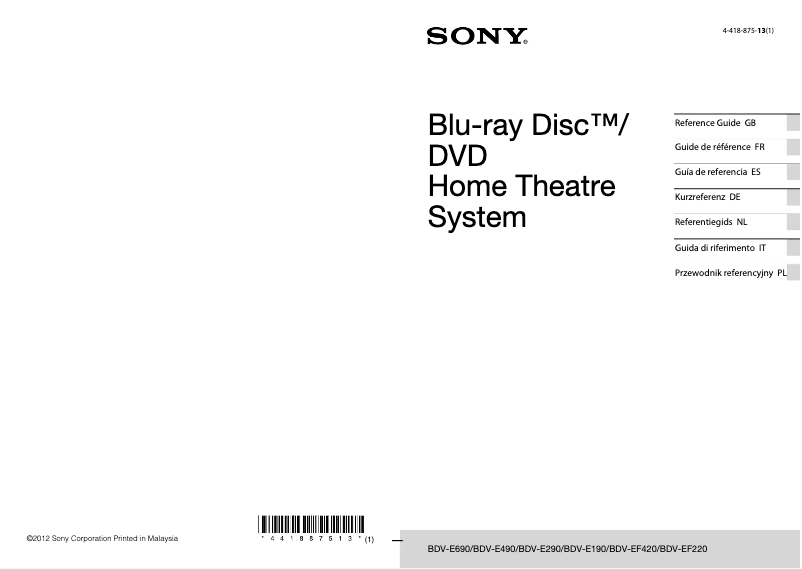 Page 1 of the manual User Manual Sony BDV-E290