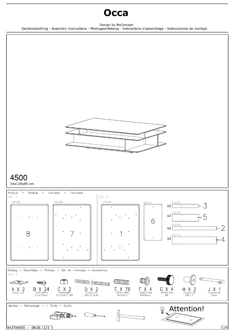 Page 1 of the manual User Manual BoConcept Altona