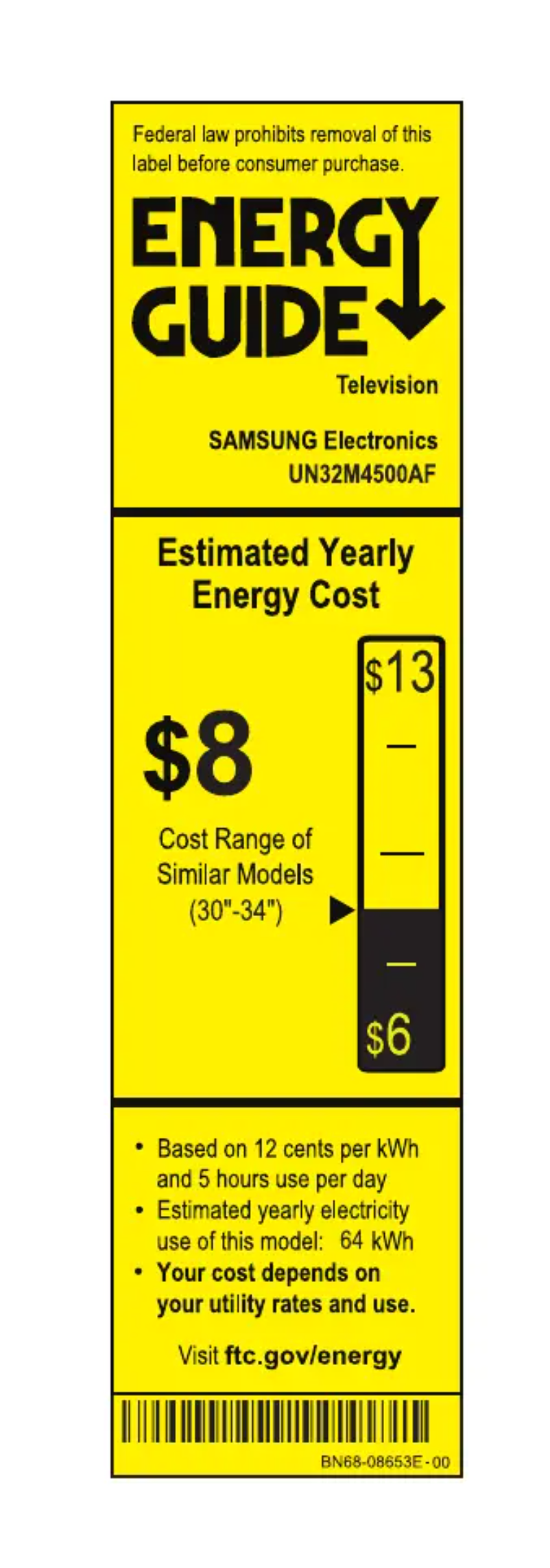 Page 1 of the manual Energy Label Samsung UN32M4500BFXZA