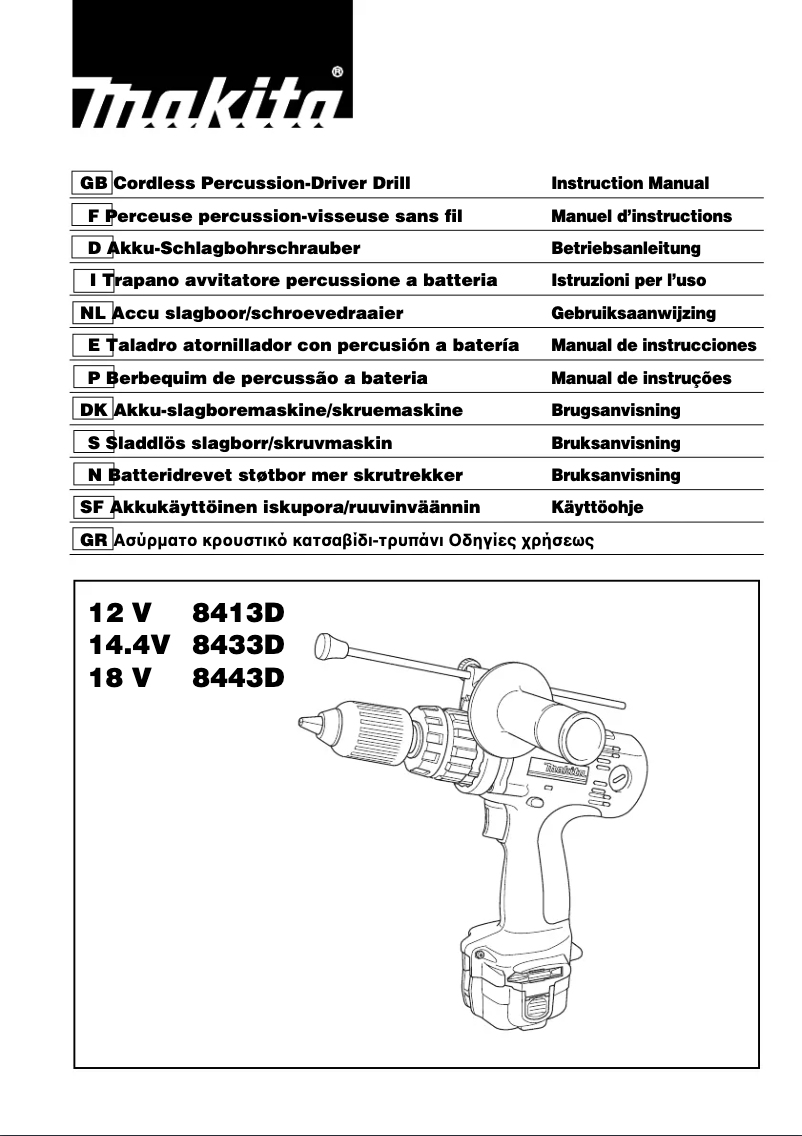 Page 1 of the manual User Manual Makita 8443D
