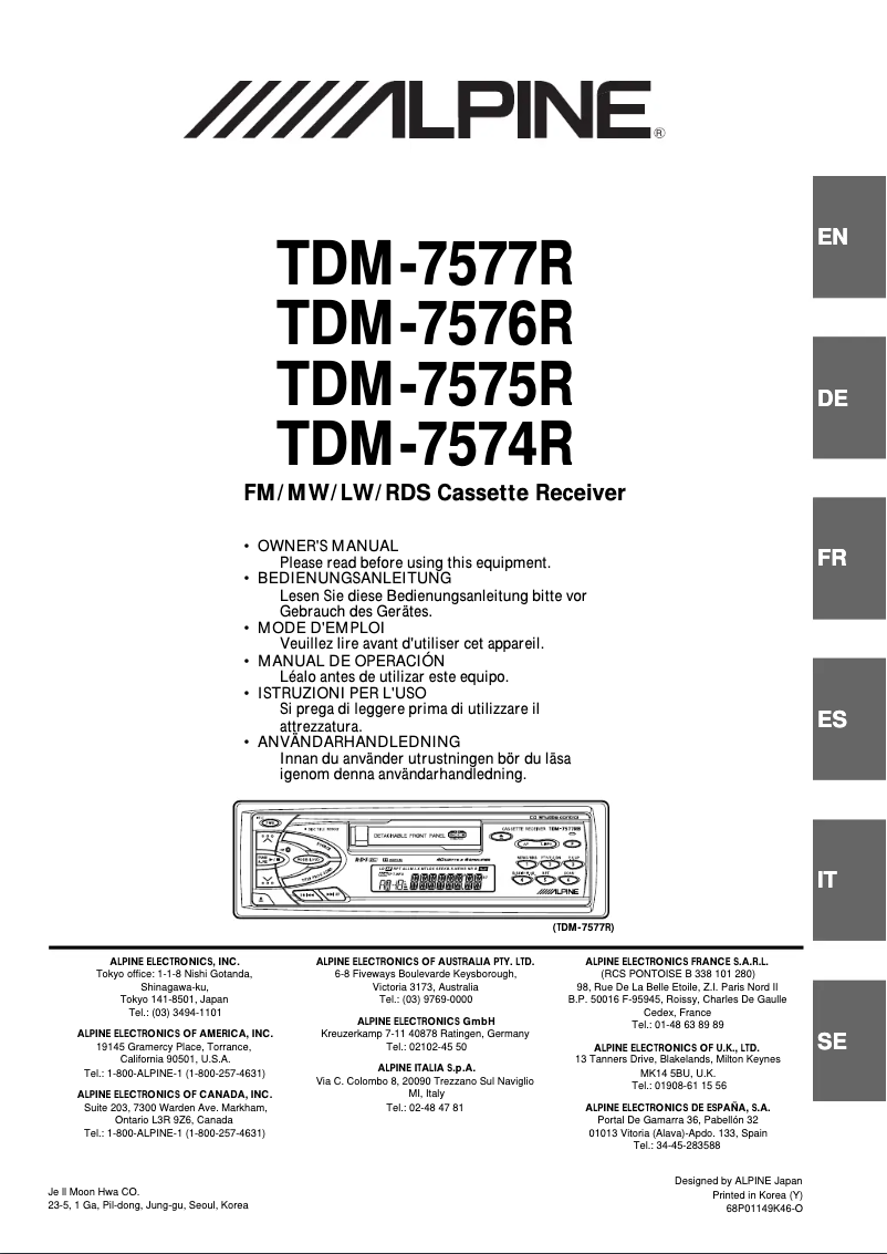 First page image of the manual for TDM-7577RB