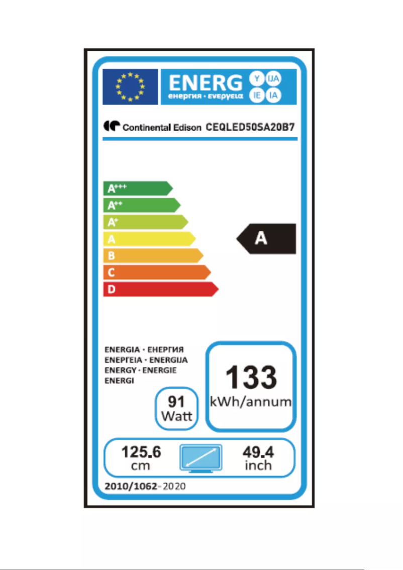 Page 1 of the manual User Manual Continental Edison CEQLED50SA20B7