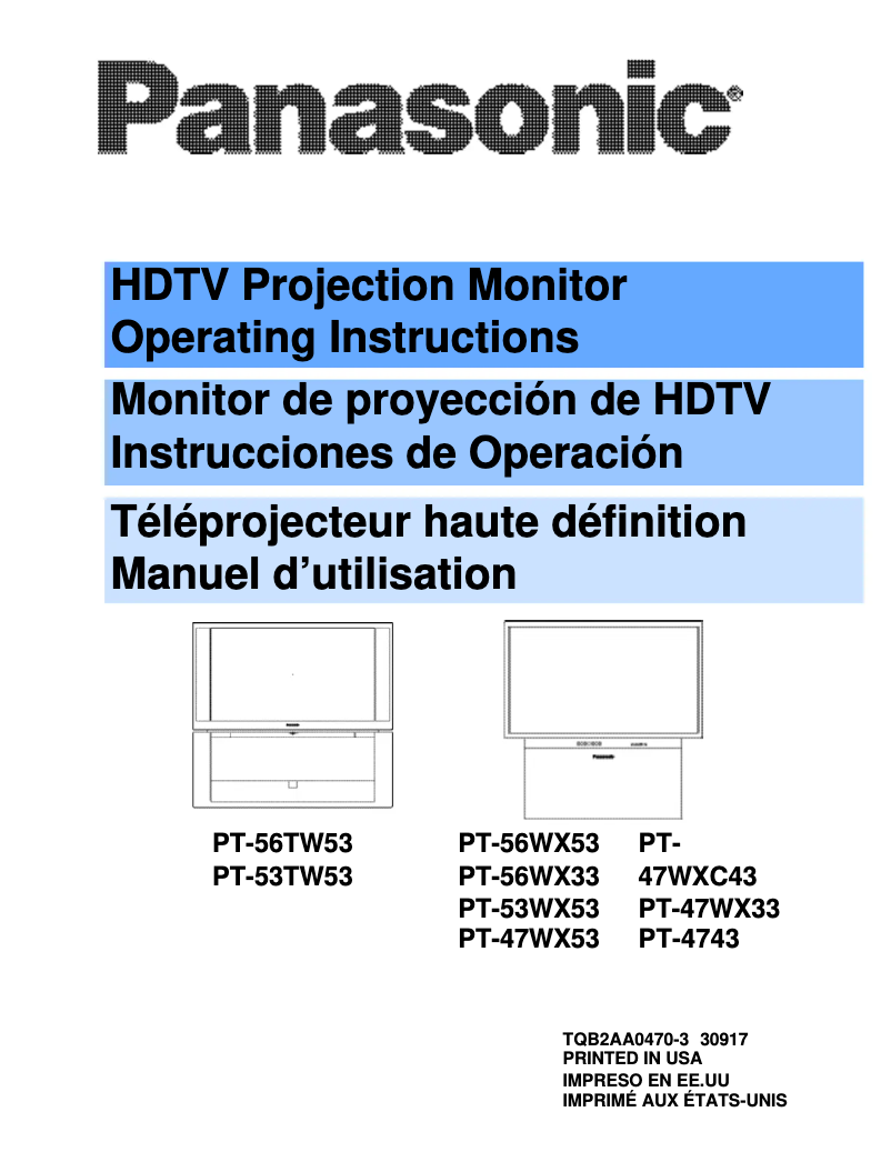 Page 1 of the manual User Manual Panasonic PT-47WX53