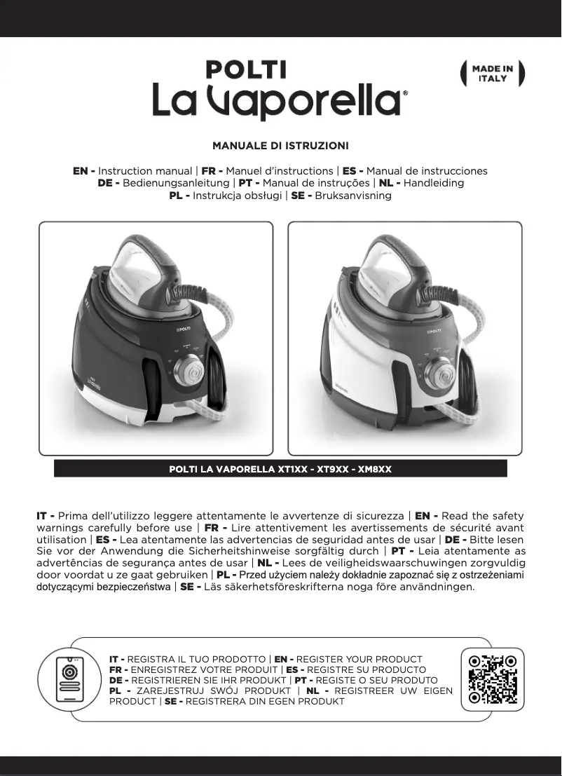 First page image of the manual for La Vaporella XT90C