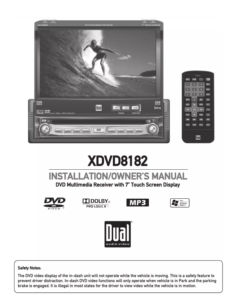 First page image of the manual for XDVD8182