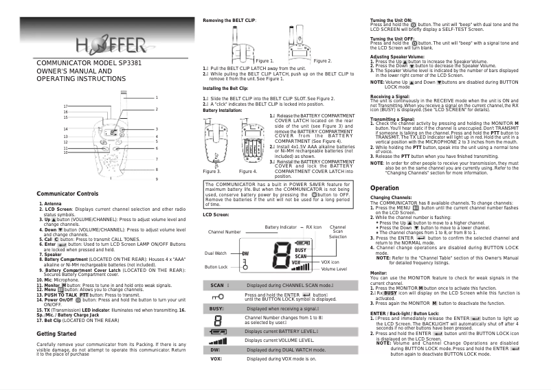 First page image of the manual for SP3381