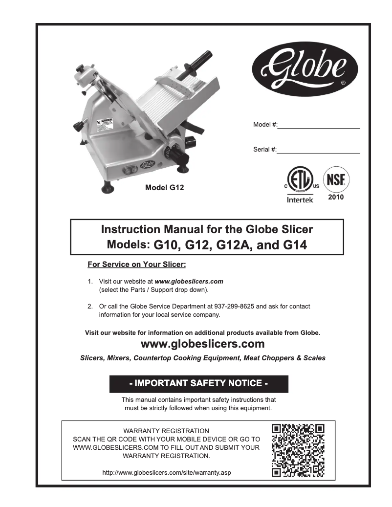 First page image of the manual for G12