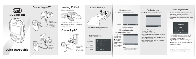 First page image of the manual for DV 2406 HD