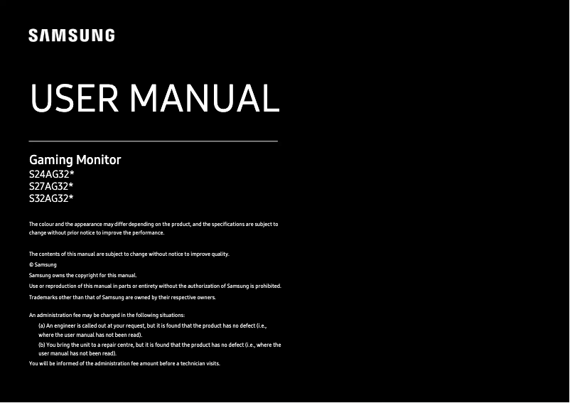 First page image of the manual for S27AG322NU