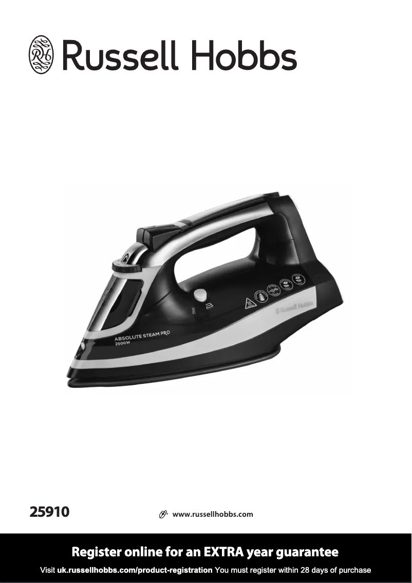 Page 1 of the manual User Manual Russell Hobbs Absolute Steam Ultra 25910