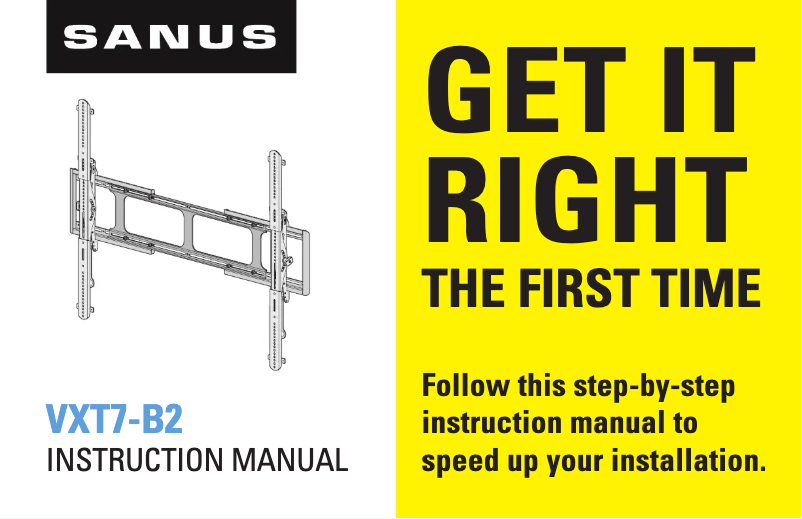 Page 1 of the manual Installation Guide Sanus VXT7-B2