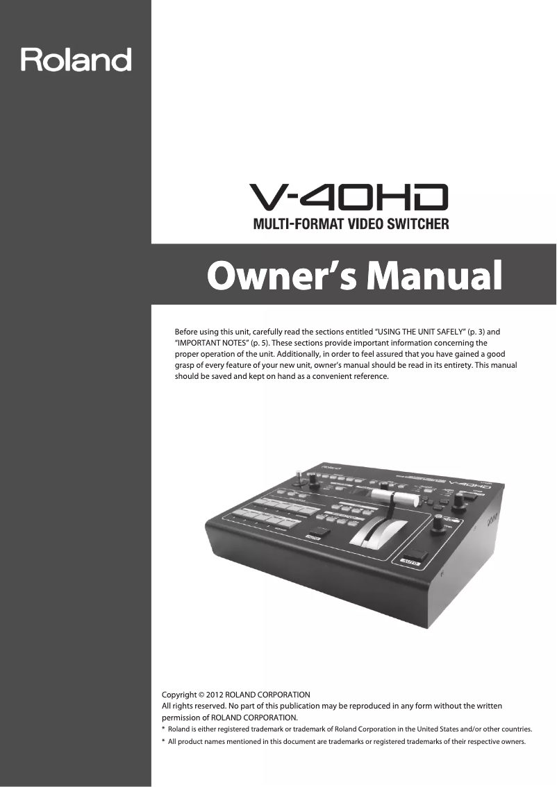 First page image of the manual for V-40HD