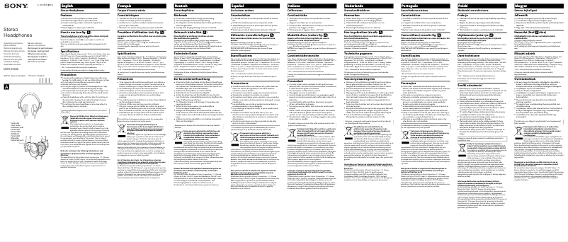 Page 1 of the manual User Manual Sony MDR-ZX500