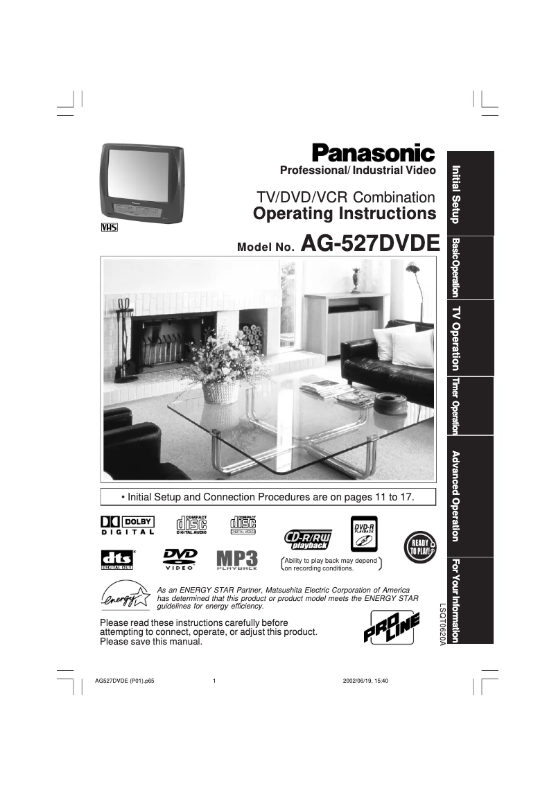 First page image of the manual for AG-527DVDE