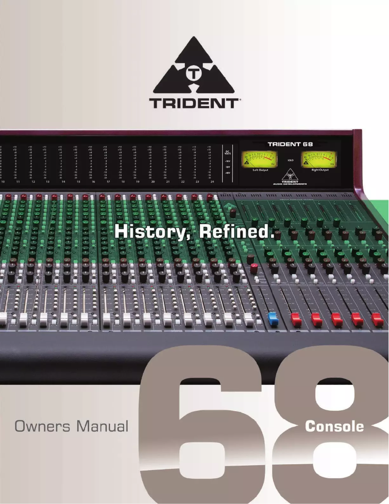 Page 1 of the manual User Manual Trident Series 68 Console 24
