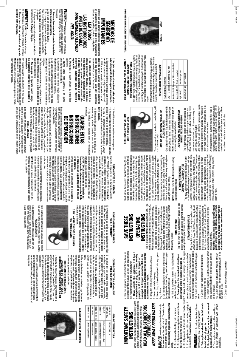 Page 1 de la notice Manuel utilisateur Conair CS922CS