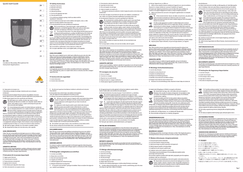 First page image of the manual for BA 19A