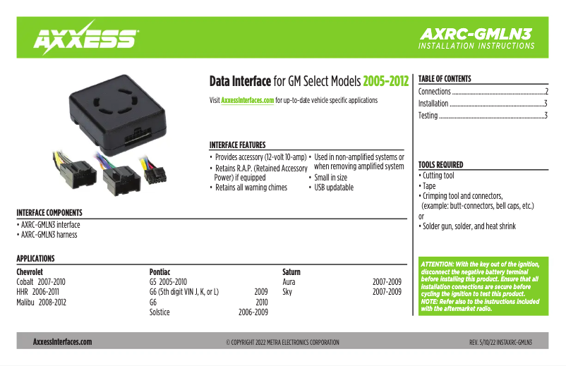 Page 1 of the manual User Manual AXESS AXRC-GMLN3