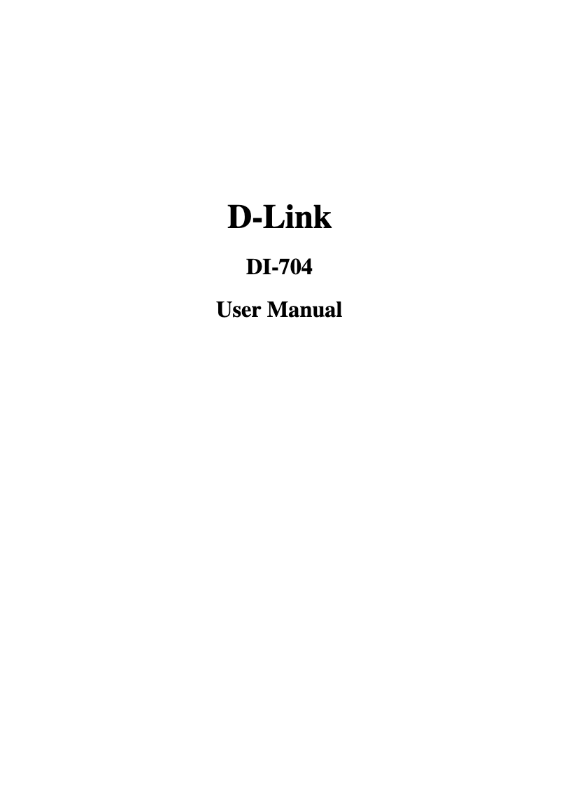 Page 1 of the manual User Manual D-Link DI-704