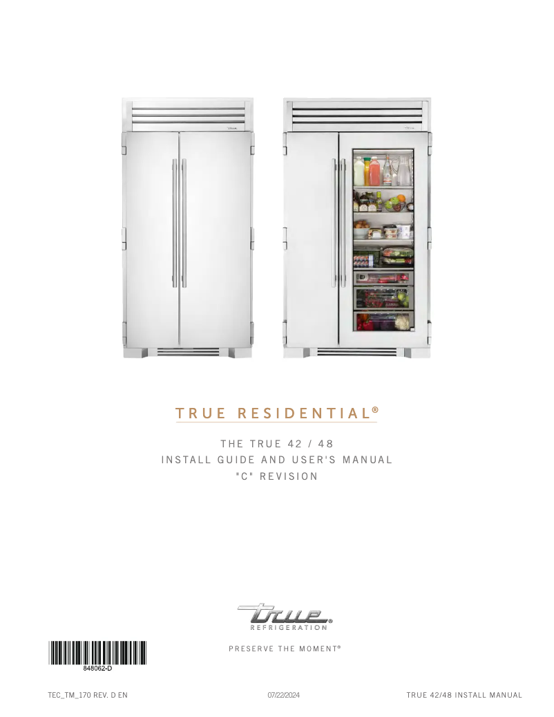 Page 1 of the manual User Manual True TR-42SBS-SG-C