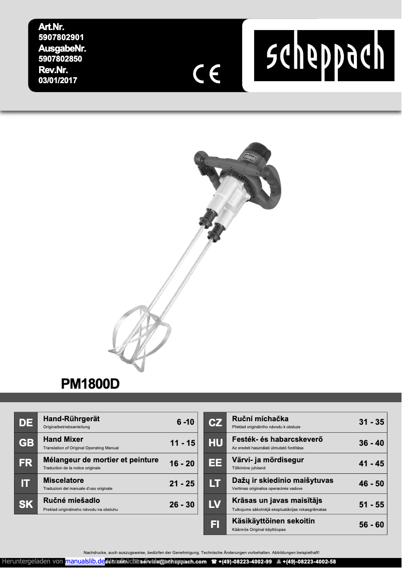 First page image of the manual for PM1800D