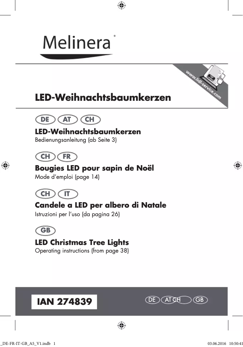 Page 1 of the manual User Manual Melinera IAN 274839