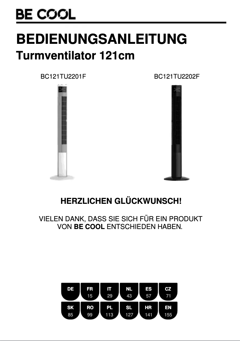 Page 1 of the manual User Manual Be Cool BC121TU2201F