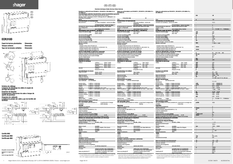 Page 1 de la notice Manuel utilisateur Hager ECR310D